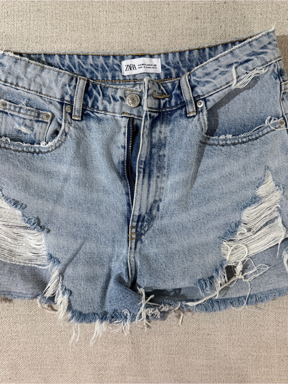 Zara Light Blue Frayed Denim Jacket